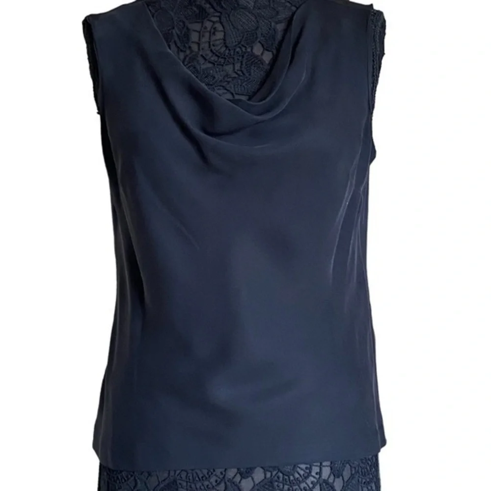 Classiques Entier Black Silk Draped Neck Sleeveless Blouse Size Medium EUC